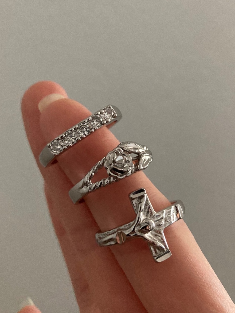 Vanessa Mooney SZ8 Ring SET Silver Stackable layering cocktail Rings Silver Set